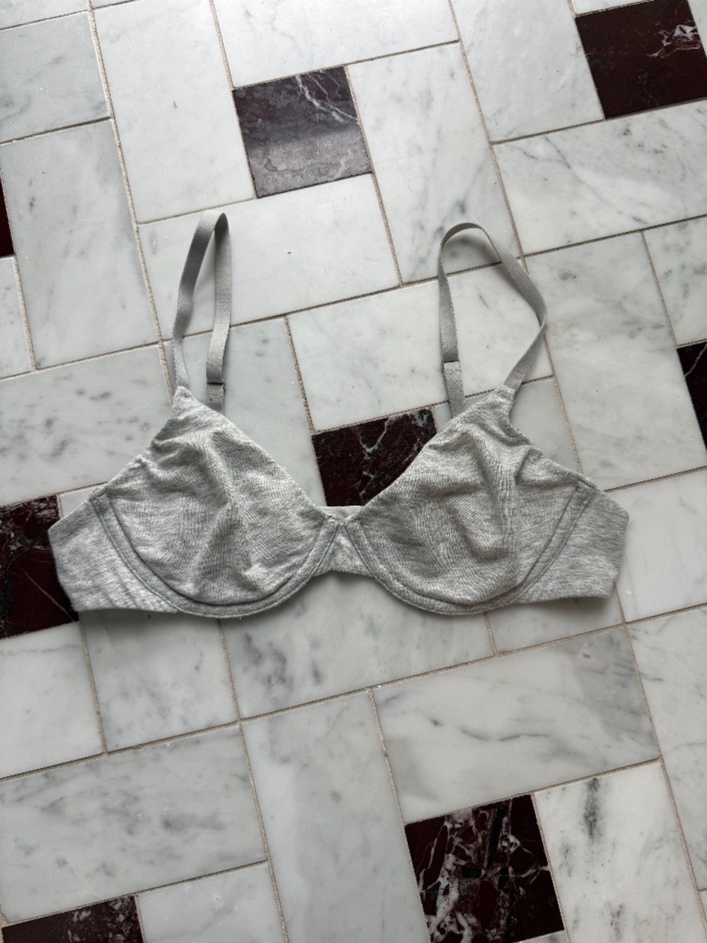 Skims Unlined Cotton Demi Bra, Gray, 32B